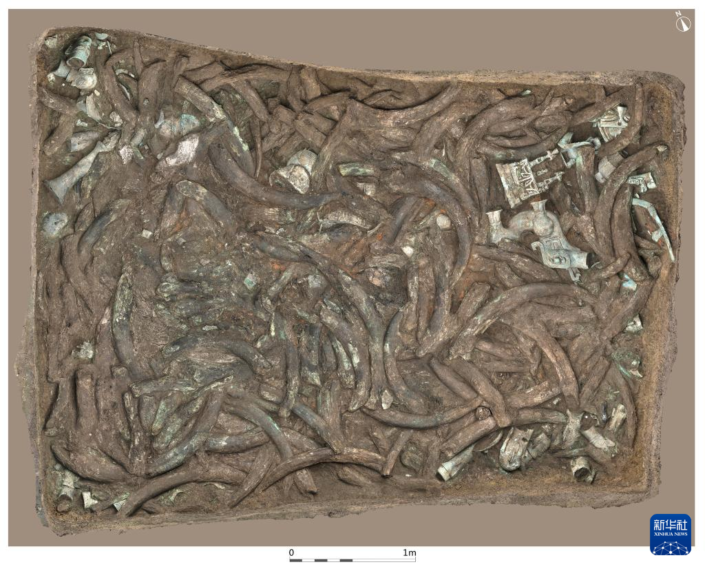 四川廣漢市三星堆商代遺址八號坑（資料圖）。