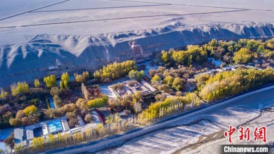 2022年11月，航拍深秋季節(jié)的莫高窟。　　王斌銀 攝