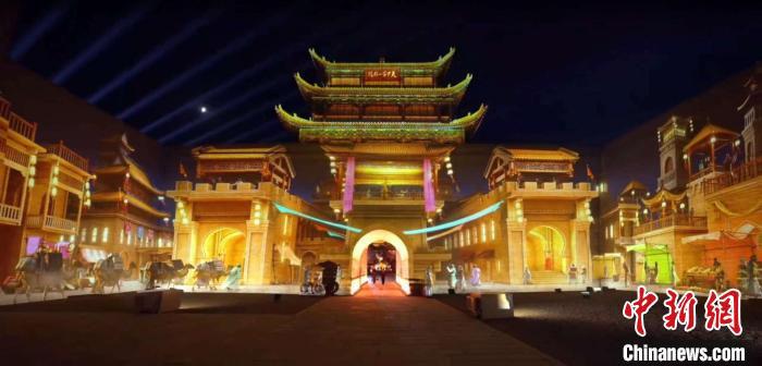 2024年7月15日，甘肅嘉峪關(guān)開啟“夜游”模式。圖為夜游燈光劇《天下嘉峪關(guān)》光影效果。(甘肅嘉峪關(guān)關(guān)城景區(qū)供圖)