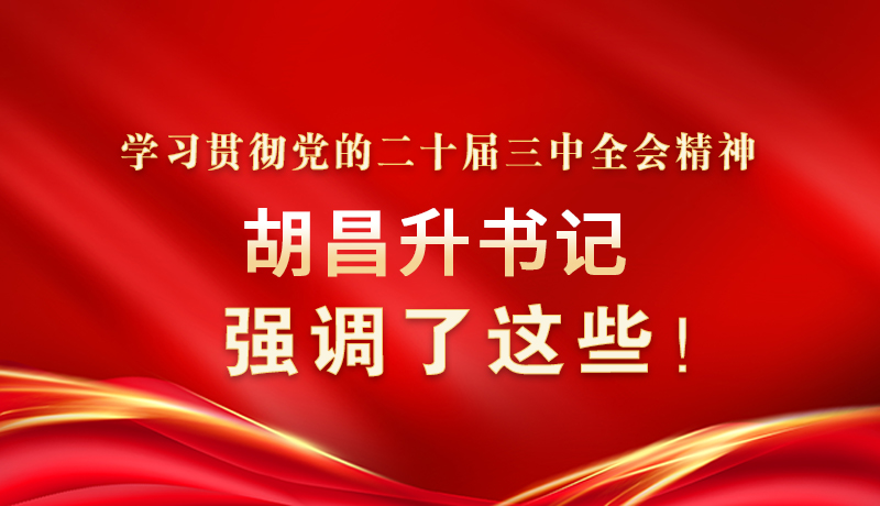 圖解|學(xué)習(xí)貫徹黨的二十屆三中全會(huì)精神 胡昌升書記強(qiáng)調(diào)了這些！