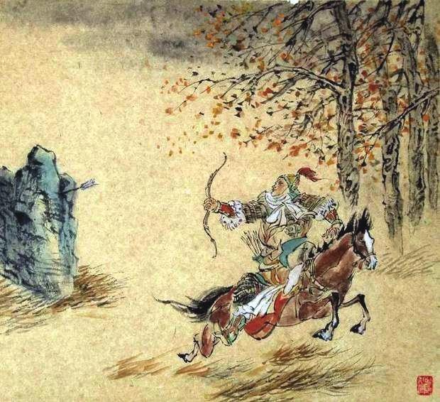 “林暗草驚風(fēng)，將軍夜引弓?！碑?huà)作